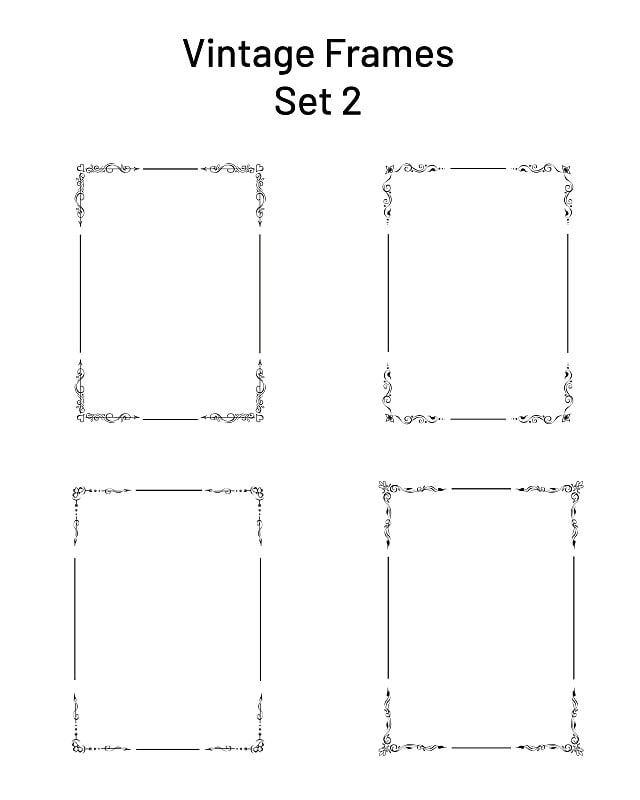 四套独特的装饰框角花饰，矩形模板