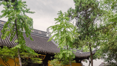 中国苏州寒山寺的传统中国建筑