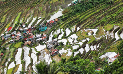 Batad村-从小屋地区看大米梯田。Banaue-Ifugao-Luzon-Phlippines。0