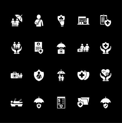 Health Insurance Icons set - white