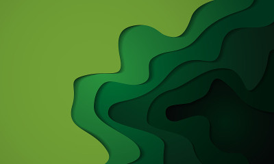 抽象绿色调3D剪纸层背景矢量插图。