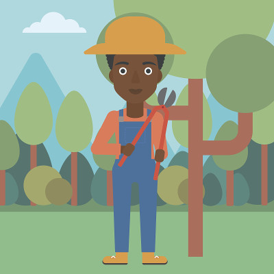Farmer with pruner in garden