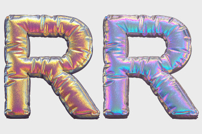 全息闪闪发光的字母表。字母R。