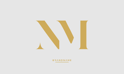 NM或MN字母豪华标志矢量设计