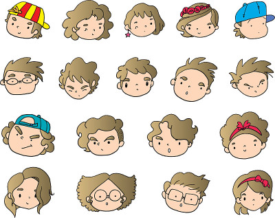 vector face cartoon set
