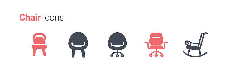 Chairs vector icon collection