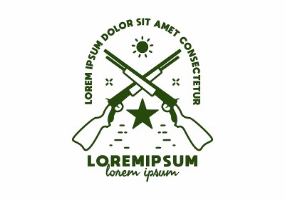 两个长管枪线艺术与lorem ipsum文本设计