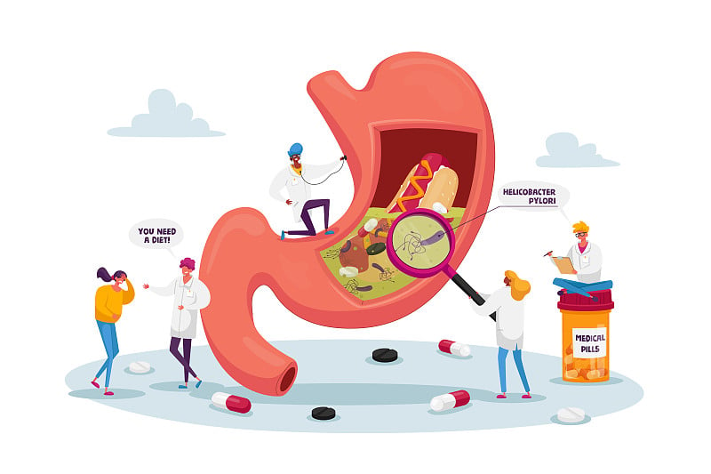 Gastroenterology Concept. Patient Character Suffer