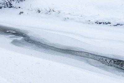森林小溪下冰雪