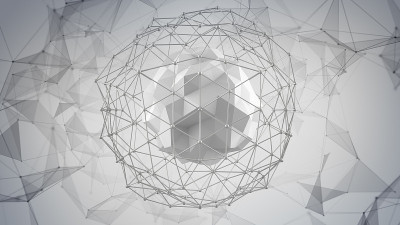 灰色低聚网络形状。抽象的3 d渲染