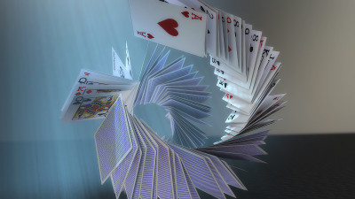 3 d渲染。扑克卡下降