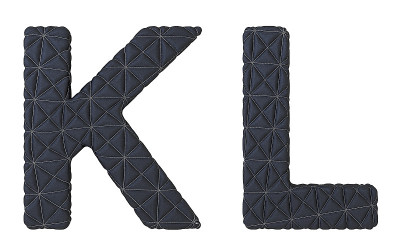 豪华黑色缝制皮革字体K L字母