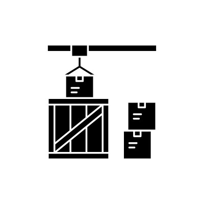 包装订单颜色线图标。象形图网页，移动应用程序