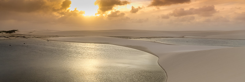 Lencois Maranhenses，马拉尼昂国家公园。网页横幅在全景视图。