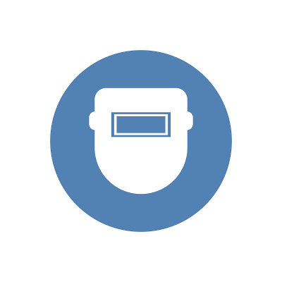 Metal welder helmet icon. Flat metal welder helmet