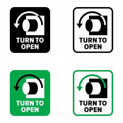 “Turn to open”指示性信息标志