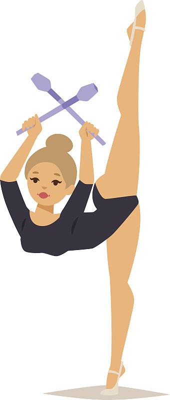 体操女孩矢量插图