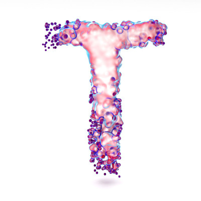 3D字母T与抽象的生物纹理