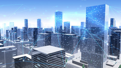 数字城市网络建设技术通信数据业务3D插图背景