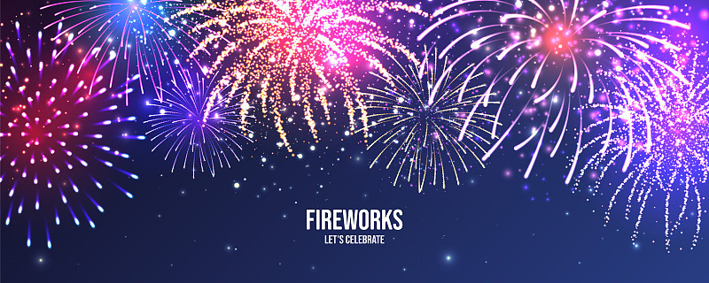 Festive fireworks. Realistic colorful firework. Ch