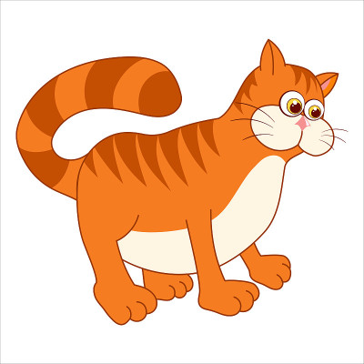 姜的猫。卡通人物小猫孤立在白色背景。可爱的农场动物模板。儿童学习动物的教育卡。适用于装饰设计。卡通风