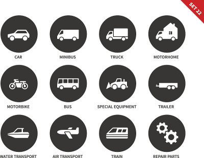 Transport icons on white background