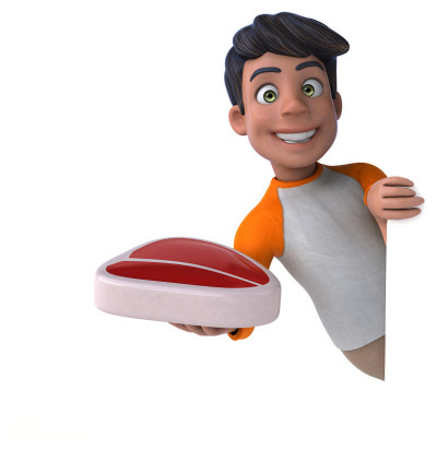 有趣的3D卡通亚洲青少年