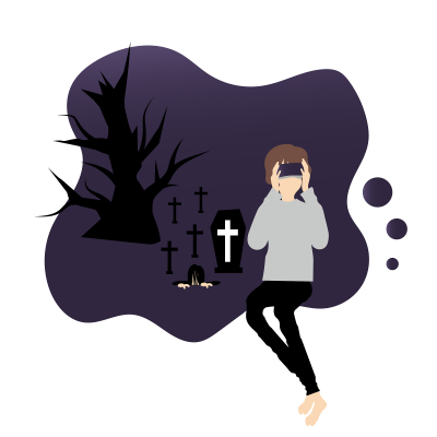 一个女人在虚拟体验中看恐怖电影