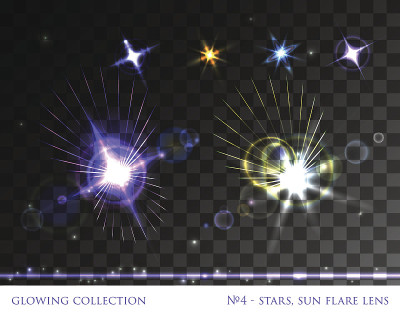 闪闪发光的星星，发光的逼真的光晕镜头