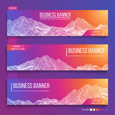 Abstract technology web banner. Background 3d grid