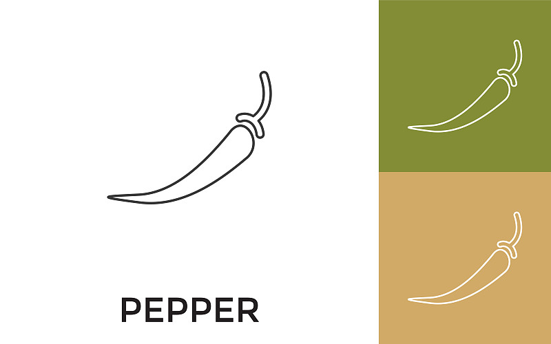 Editable Pepper Thin Line Icon with Title. Useful 