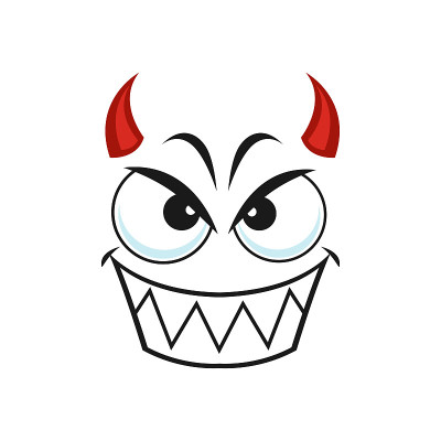 卡通恶魔脸，微笑恶魔矢量表情