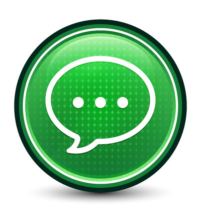 Talk bubble icon glossy twinkle green round button