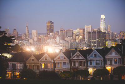View of San Francisco streets, with Alamo square a