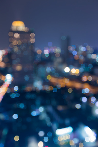 鸟瞰图模糊灯光，有点市区夜景