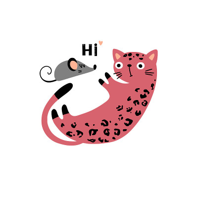 猫和老鼠插图的孩子