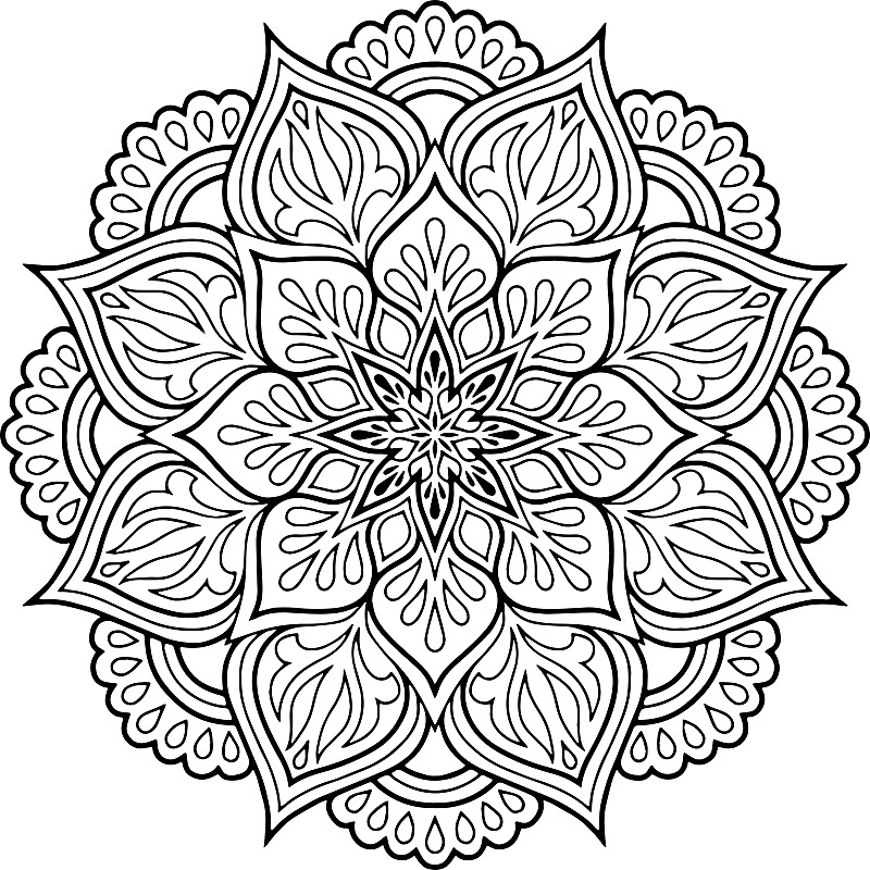 Mandala pattern black and white doodles sketch