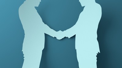 Papercraft-style商人的握手