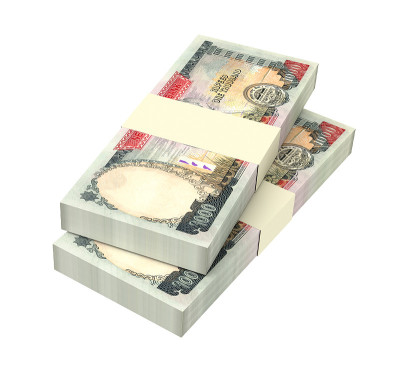 尼泊尔卢比纸币孤立在白色背景上。