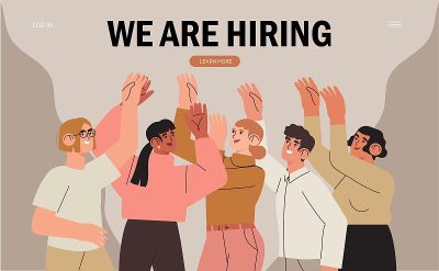 We are hiring or job recruitment banner, poster, f