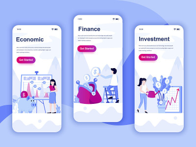 Set of onboarding screens user interface kit for E