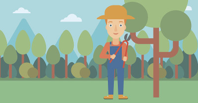 Farmer with pruner in garden