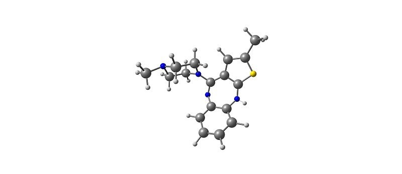 奥氮平分子结构孤立于白色