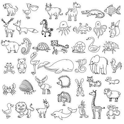 涂鸦动物儿童绘画