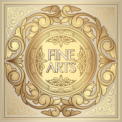 Golden ornate art deco vintage emblem