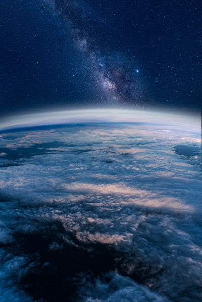 Milky way rising over the Earth's horizon
