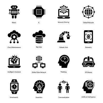 Artificial Intelligence Solid Icons Set