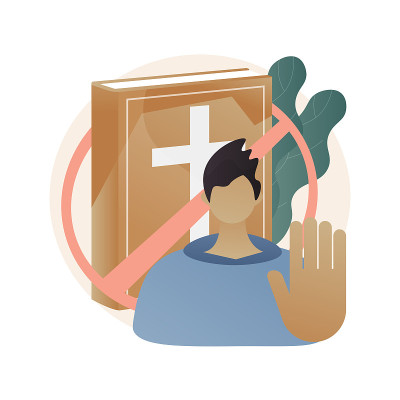 无神论世界观抽象概念矢量插图。