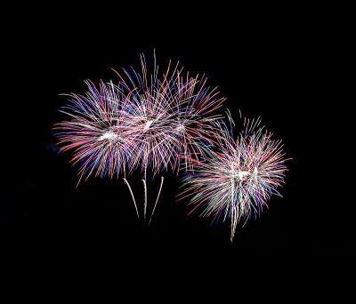 烟花照亮天空，庆祝新年。