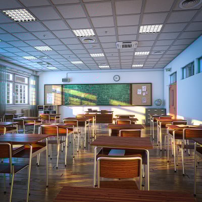 学校教室的内部